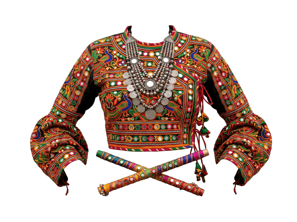 Navratri Mirror-Work Chaniya Choli Folk Dance Outfit